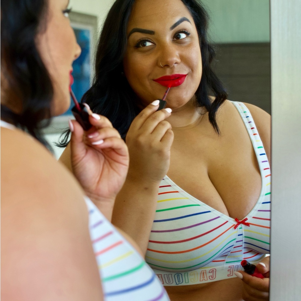Cacique Rainbow Striped Bra